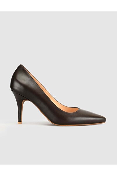 Cabani Brown Genuine Leather Classic Stiletto Women's Shoes
