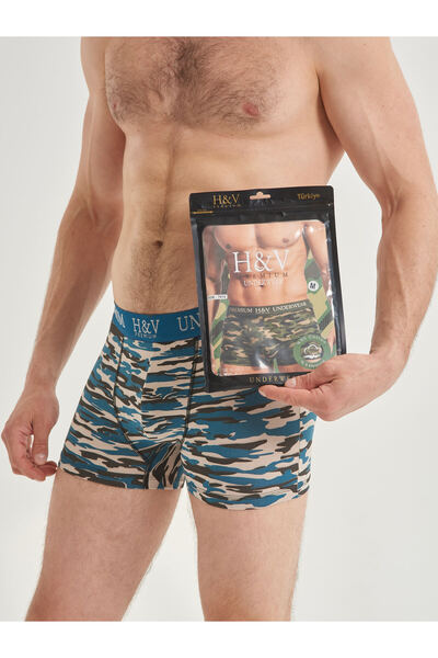 Mercan بوكسر قطني منقوش باللون الأزرق - لا يسبب التعرق - لا يسبب الحكة ولا يس...