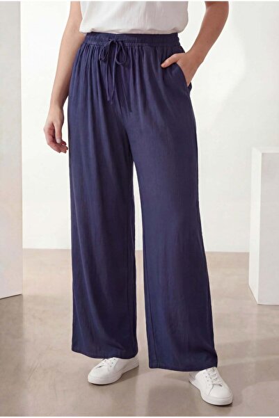 RMG Γυναικείο παντελόνι με ελαστική μέση, φαρδιά μπατζάκια, μεγάλο μέγεθος, σ...