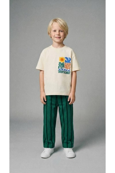 Generic Brand Green Striped Pants Boy's Set
