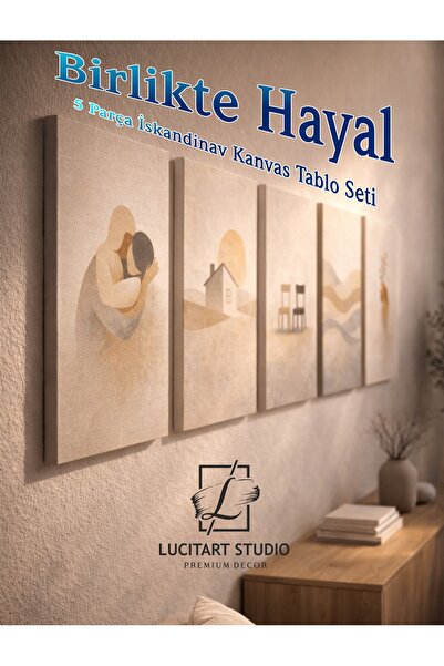 LucitART Birlikte Hayal 5 Parça İskandinav Kanvas Tablo Seti 5 farklı ölçü Mi...