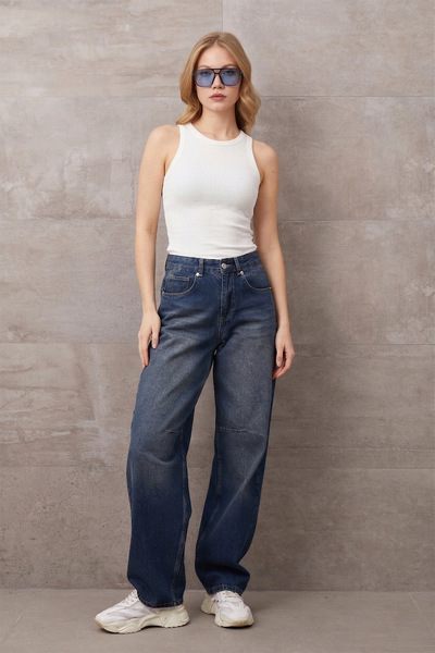 Fulla Moda Ψηλόμεσο φαρδύ τζιν