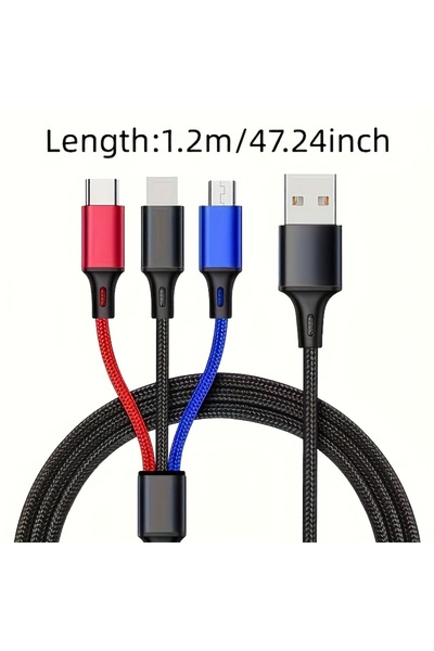 Choice20 2 قطعة - كابل شحن سريع USB متعدد الوظائف 3 في 1 بطول 1.2 متر، نوع C ...