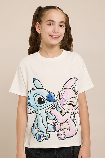 R&B Angel & Stitch T-Shirt with Crew Neck and Short Sleeves