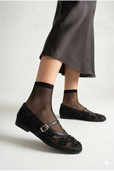 HİGHRUN Balerini transparenți cu detalii de mărgele și broderie