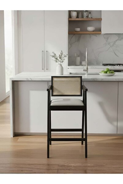 Gazzini Furniture Luna Hazeranlı Ahşap Bar Sandalyesi