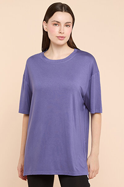 R&B Solid Oversized Active T-Shirts with Crew Neck and Short Sleeves