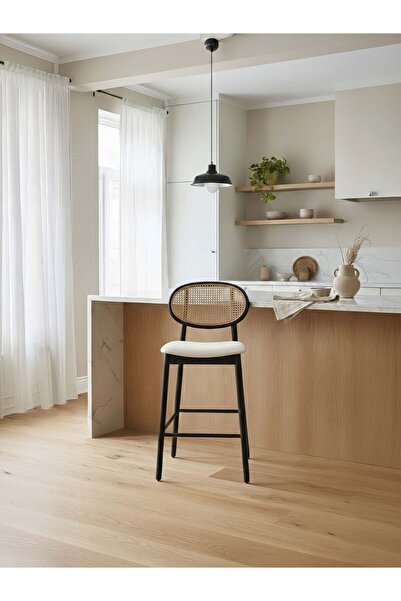 Gazzini Furniture Oslo Hazeranlı Ahşap Bar Sandalyesi