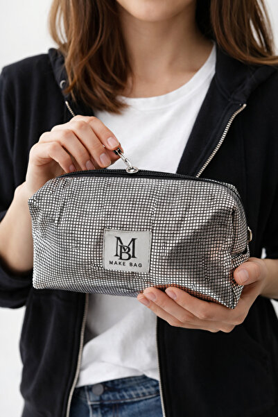 MAKE BAG GÜMÜŞ IŞILTILI MAKYAJ ÇANTASI