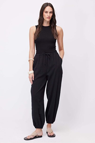 PAULMARK Women's Elastic Leg Linen Trousers