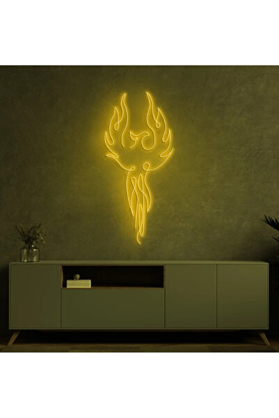 Slasa Phoenix Neon Sign 55x39 cm Yellow LED Light with 6 mm Acrylic Base
