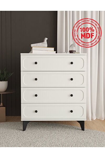 Teen & Bright %100 MDF Irmak 4 Çekmeceli Şifonyer - Beyaz