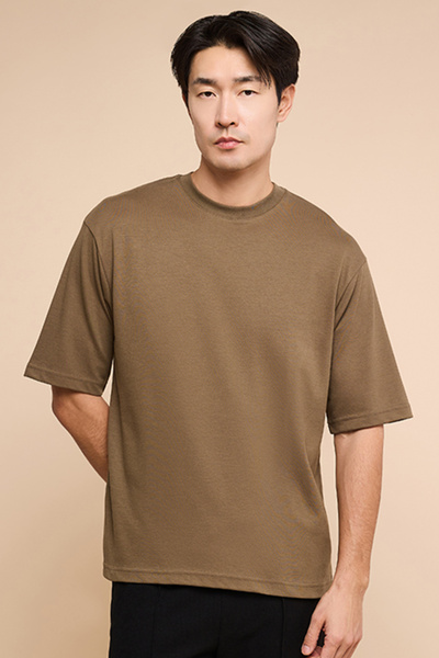 R&B Solid T-Shirt with Crew Neck and Short Sleeves