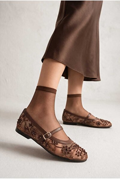 HİGHRUN Διαφανείς μπαλαρίνες με λεπτομέρειες από χάντρες και κεντήματα