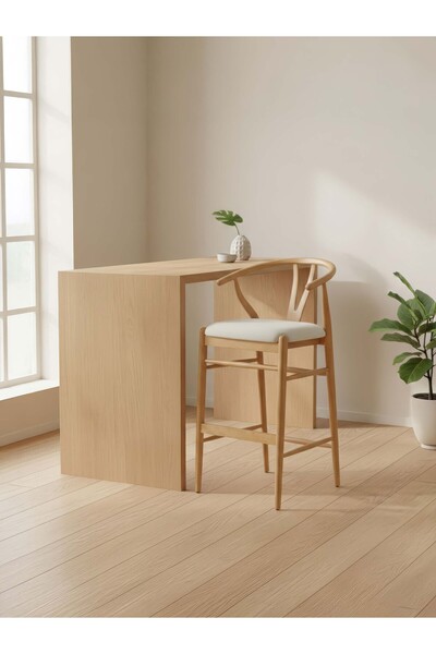 Gazzini Furniture Windsor İskandinav Ahşap Bar Sandalyesi