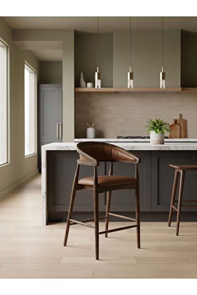 Gazzini Furniture Gazel Ahşap Bar Sandalyesi