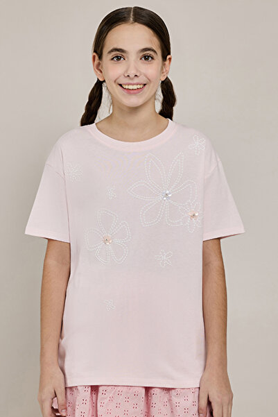 R&B Embroidered T-Shirt with Crew Neck and Short Sleeves