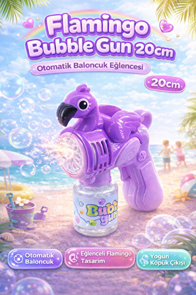 YILDIRIM OYUNCAK Pilli Flamingo Bubble Gun 20cm Otomatik Baloncuk Tabancası –...