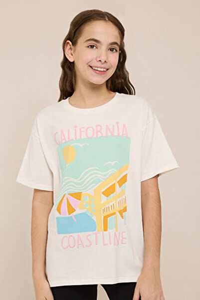 R&B Graphic Print T-Shirt with Crew Neck and Short Sleeves