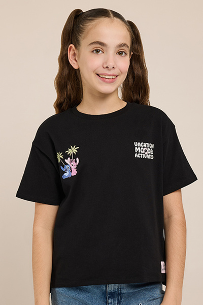 R&B Printed T-Shirt with Crew Neck and Short Sleeves