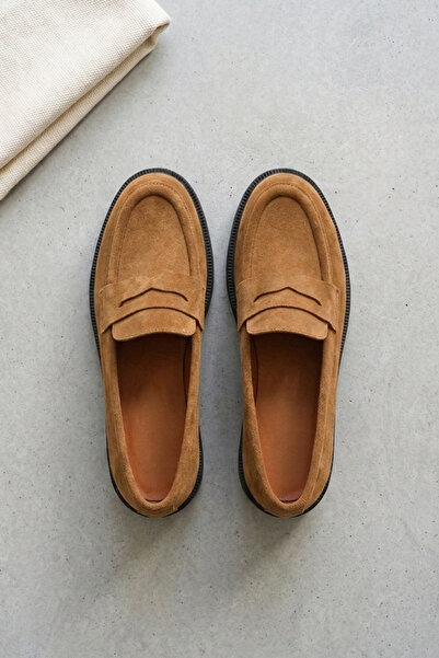 GRADA Γυναικεία παπούτσια Taba Suede Loafer από γνήσιο δέρμα Γυναικεία παπούτ...