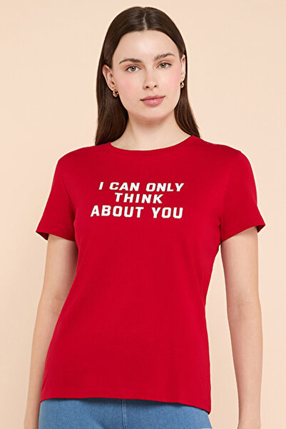 R&B Typography Print T-Shirt with Crew Neck and Short Sleeves