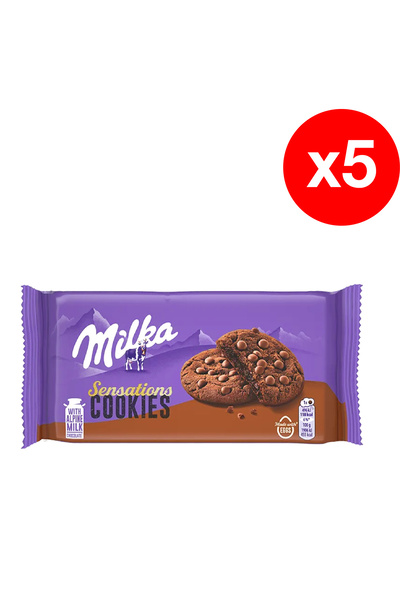 Milka Cookies Sensation Μπισκότα Σοκολάτας 156γρ x5 Μαλακό Μπισκότο με Γέμιση...