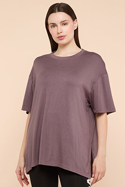 R&B Solid Oversized Active T-Shirts with Crew Neck and Short Sleeves