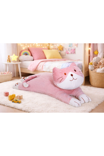 BaNaDa Oyuncak Uyku Arkadaşım Yumuşak Yatan Peluş Kedi Yastık (PEMBE)