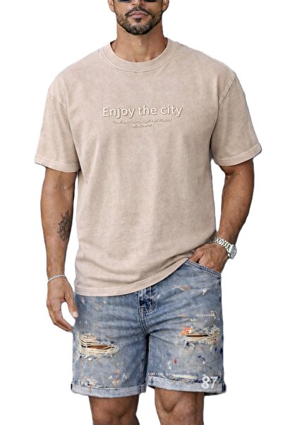 Casa Shop Tricou bej pentru bărbați, croială regulară, stil urban, Casa Shop,...