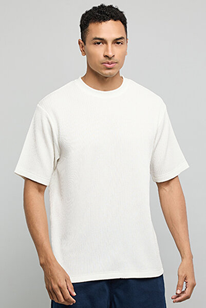 R&B Textured T-Shirt with Crew Neck and Short Sleeves