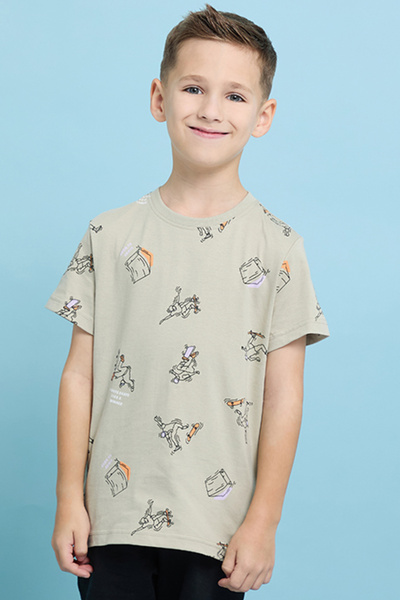 R&B Printed T-Shirt with Crew Neck and Short Sleeves