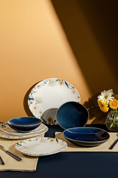 PORSER Neris Navy Pebble Yemek Takımı 6 Kişilik 24 Parça
