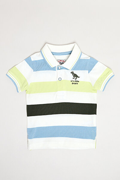R&B Striped Polo T-Shirt with Short Sleeves