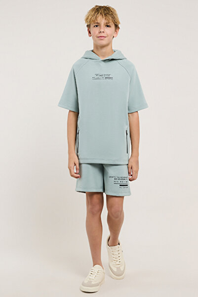 R&B Printed Hoodie and Shorts Set
