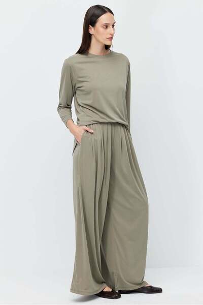 PAULMARK Παντελόνι - Πράσινο - Πλισέ