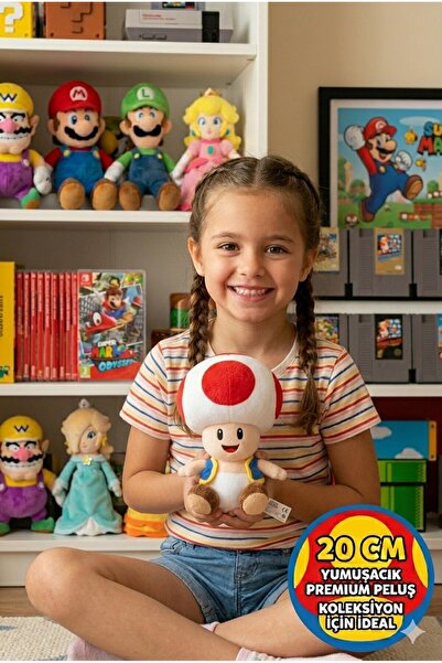 TOYFEST Super Mario Toad Peluş Oyuncak 20 CM Orijinal Görünümlü Yumuşak Kolek...