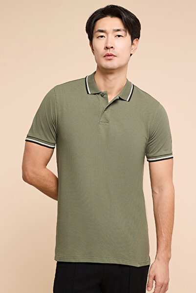 R&B Contrast Trim Polo T-Shirt with Shirt Sleeves