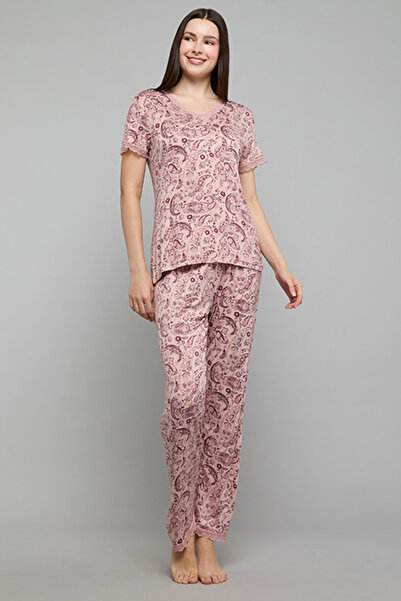 R&B Paisley Print V-Neck Pyjama Set
