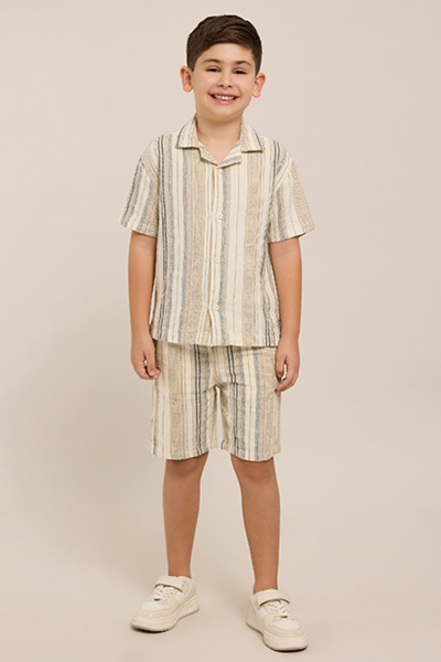 R&B Stiped Shirt and Shorts Set