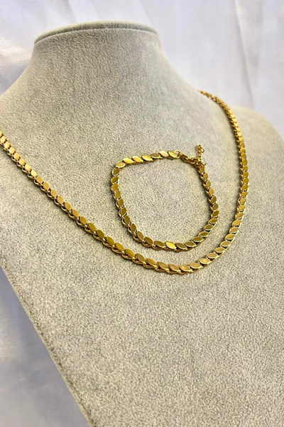 Luxe Loom Zarafetin Işıltısı Arpa Zincir Paslanmaz Çelik Gold Renk Şık Kolye ...