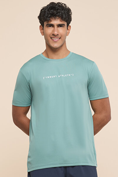 R&B Typography Print Active T-Shirt with Crew Neck and Short Sleeves