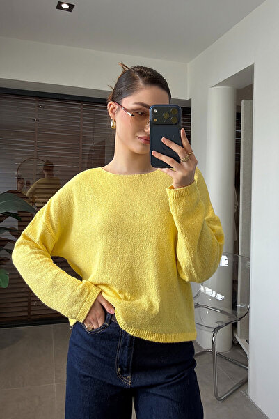 MAGARDE Wide Collar Basic Mercerized Knitwear - Yellow