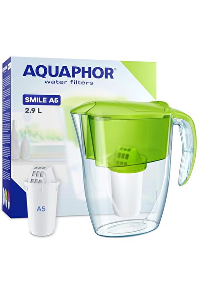 Aquaphor إبريق فلتر مياه سمايل، خفيف الوزن، يناسب باب الثلاجة، سعة 2.9 لتر A5...