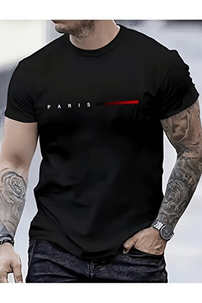 yiou trendy clothing تي شيرت جينسيركو باريس بتصميم أفقي مطبوع ومقاس كبير