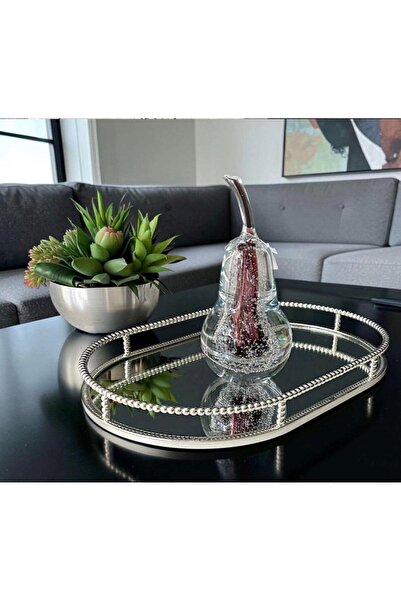 zepce design Dekoratif Oval Gümüş Tepsi