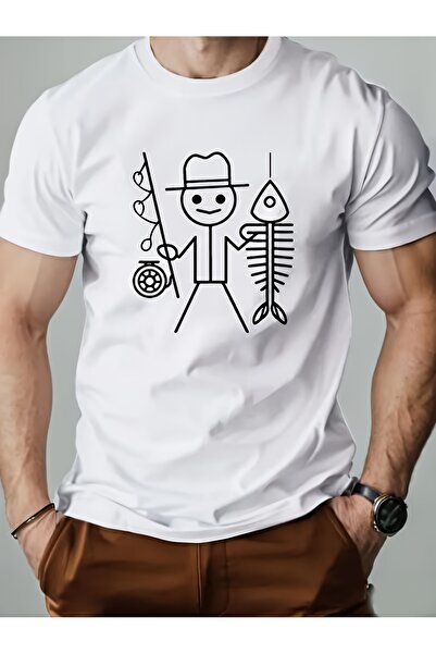 yiou trendy clothing تي شيرت رجالي بأكمام قصيرة مطبوع عليه Stick Figure with ...