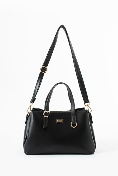 Sanmorris Γυναικεία τσάντα χειρός και ώμου από συνθετικό δέρμα με χρυσή αγκράφα