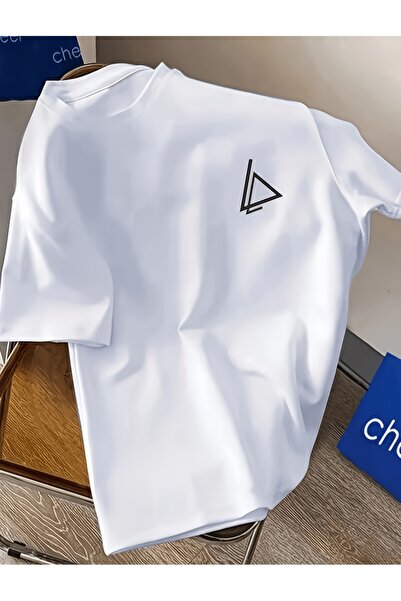 yiou trendy clothing تي شيرت فاخر كبير الحجم مطبوع بنمط هندسي من Mr Geometric