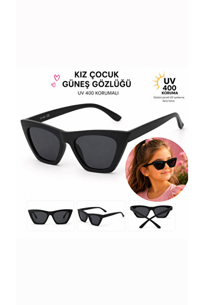 synshop Girls' Sunglasses with Uv400 Protection Cat Eye Model Black Stylish L...
